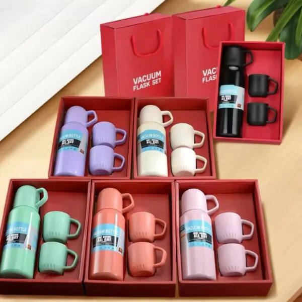 Set Termo Y Tres Tazas De Acero Inoxi - Imagen 2