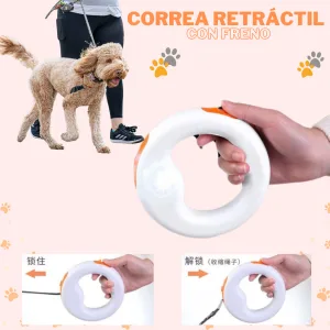 Correa Retractil Perro con Freno | Correa Mascotas Ajustable