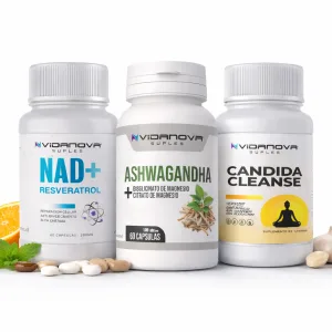 Tripack NAD+ Ashwagandha Candida Suplemento Vidanova