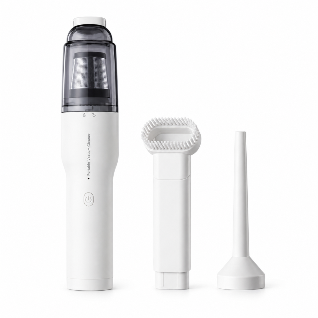 Aspiradora inalámbrica recargable USB blanca con accesorios