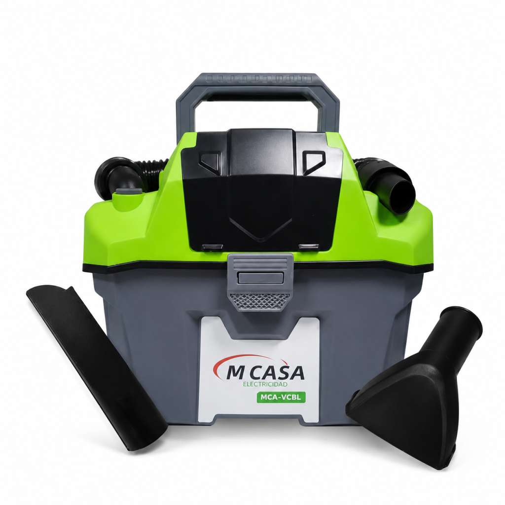 Aspiradora inalámbrica MCASA verde y gris con accesorios