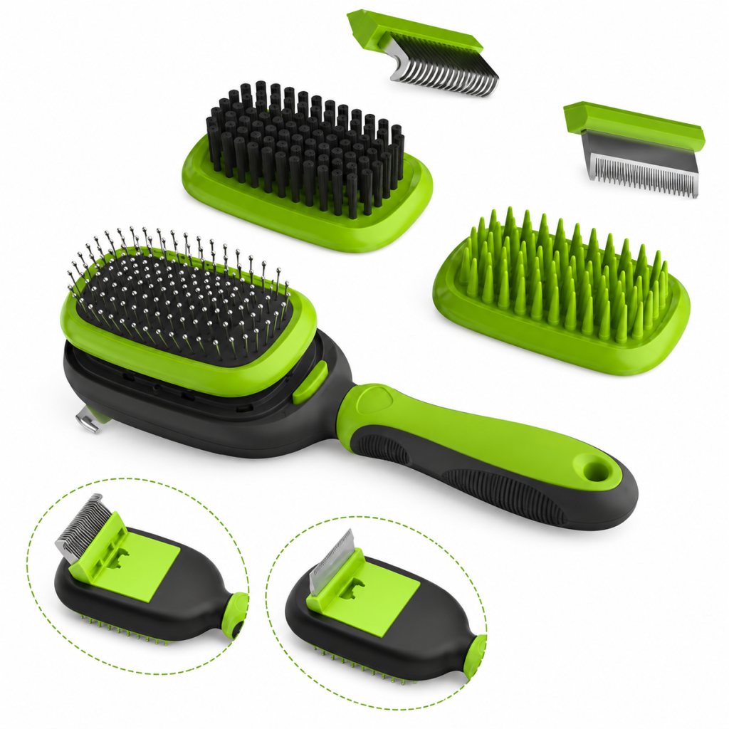Kit de cepillo para mascotas 5 en 1 con cabezales intercambiables