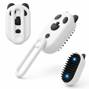 Cepillo a vapor para mascotas con luz UV blanco y negro