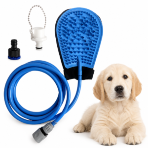 Manguera de ducha con cabezal tipo cepillo para bañar mascotas