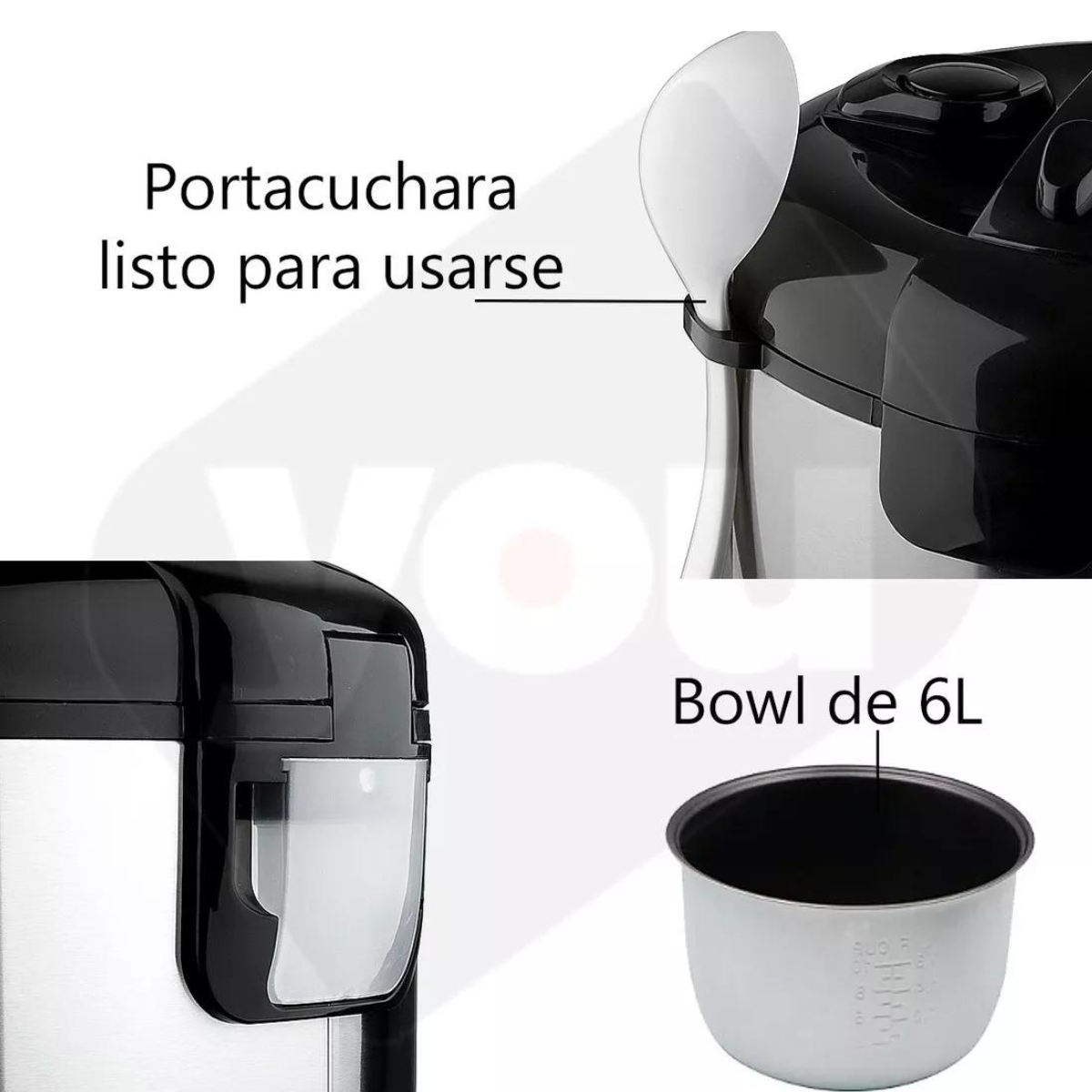 Recipiente interior anunciado de 6 litros y portacuchara de la olla